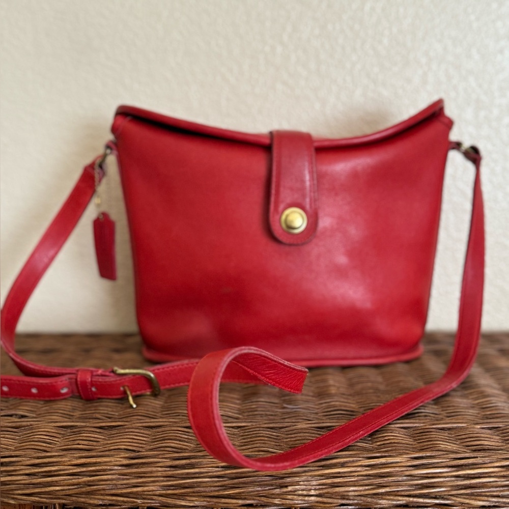 ❌Sold❌Rare Coach Vintage Nottingham Binocular Purse Red Shoulder Bag  80s 90s
